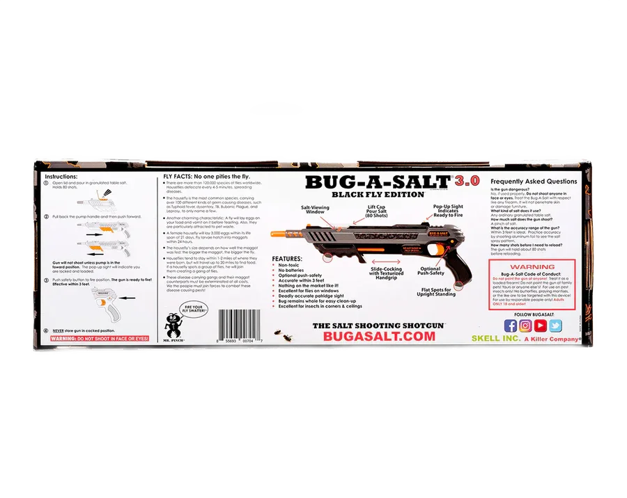 Bug-A-Salt 3.0 Black Fly Edition | Non-Toxic Fly & Pest Control Gun
