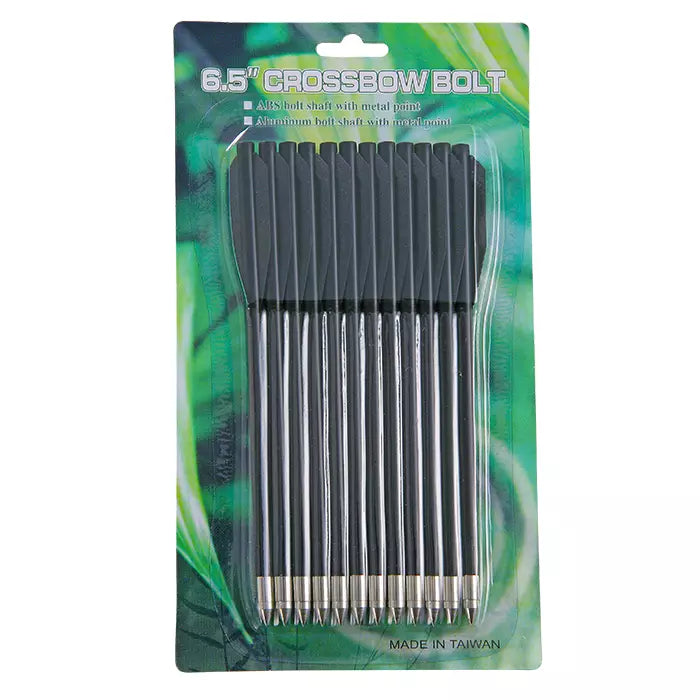 Man Kung 6.5" Black Plastic Pistol Crossbow Bolts | 12 Pack