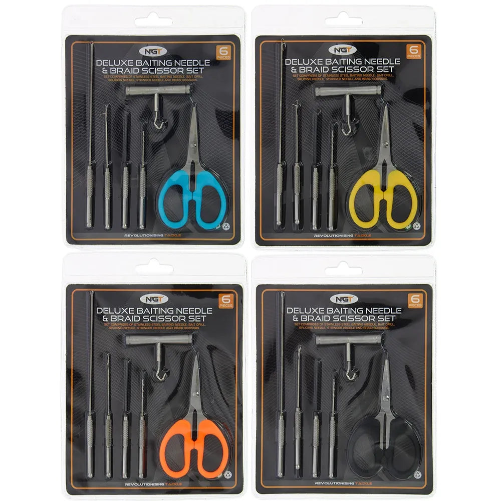 NGT Stainless Tool Set 6pc - 4 Needles / Scissors / Knot Puller