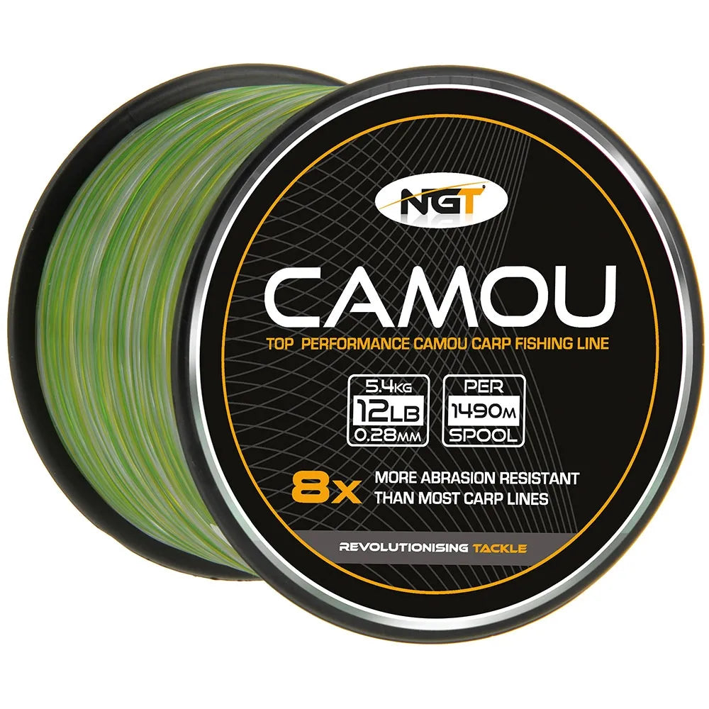 NGT Camou Fishing Line / 5.4kg (12lb) / 1,490m / Bulk Spool