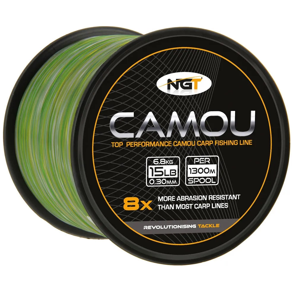 NGT Camou Fishing Line / 6.8kg (15lb) / 1,300m / Bulk Spool
