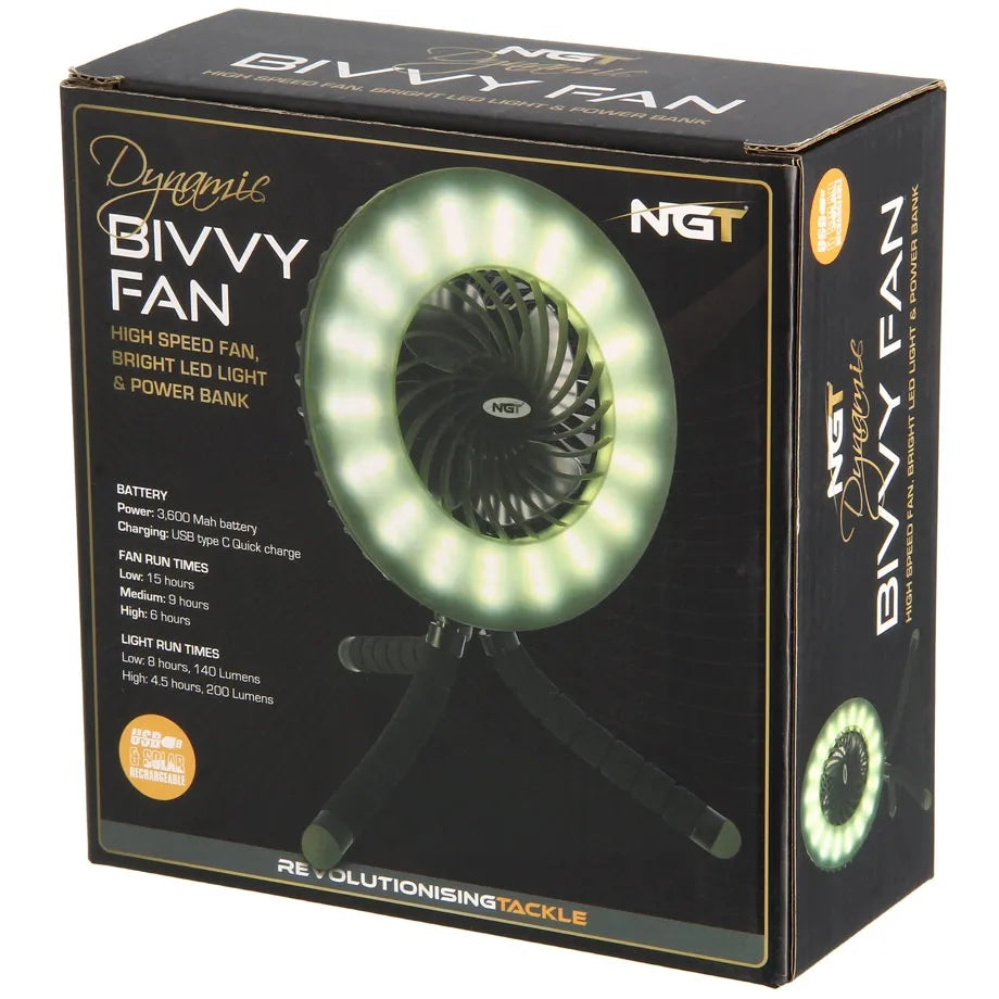 NGT Dynamic Fan + 54 LED Light + USB Powerbank + Solar