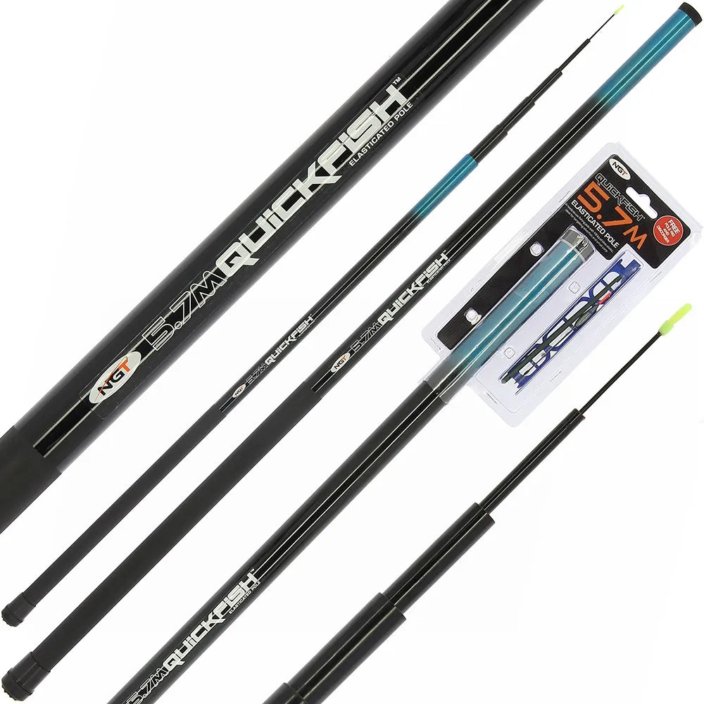 NGT 5.7m Telescopic Elasticated Quickfish Combo Compact Pole w/ Rig & Disgorger