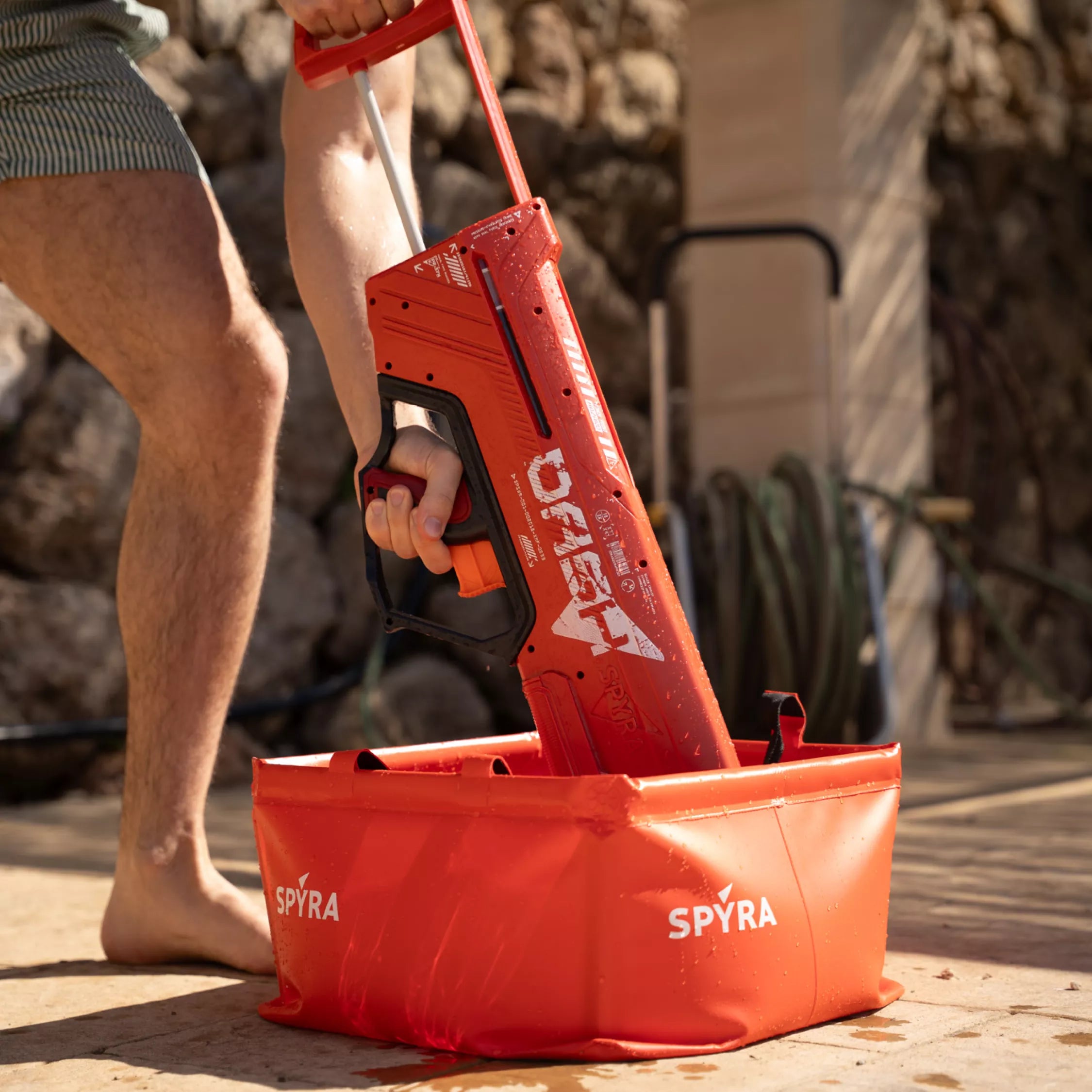 SpyraDash Red Water Gun Reloading From Spyra Base