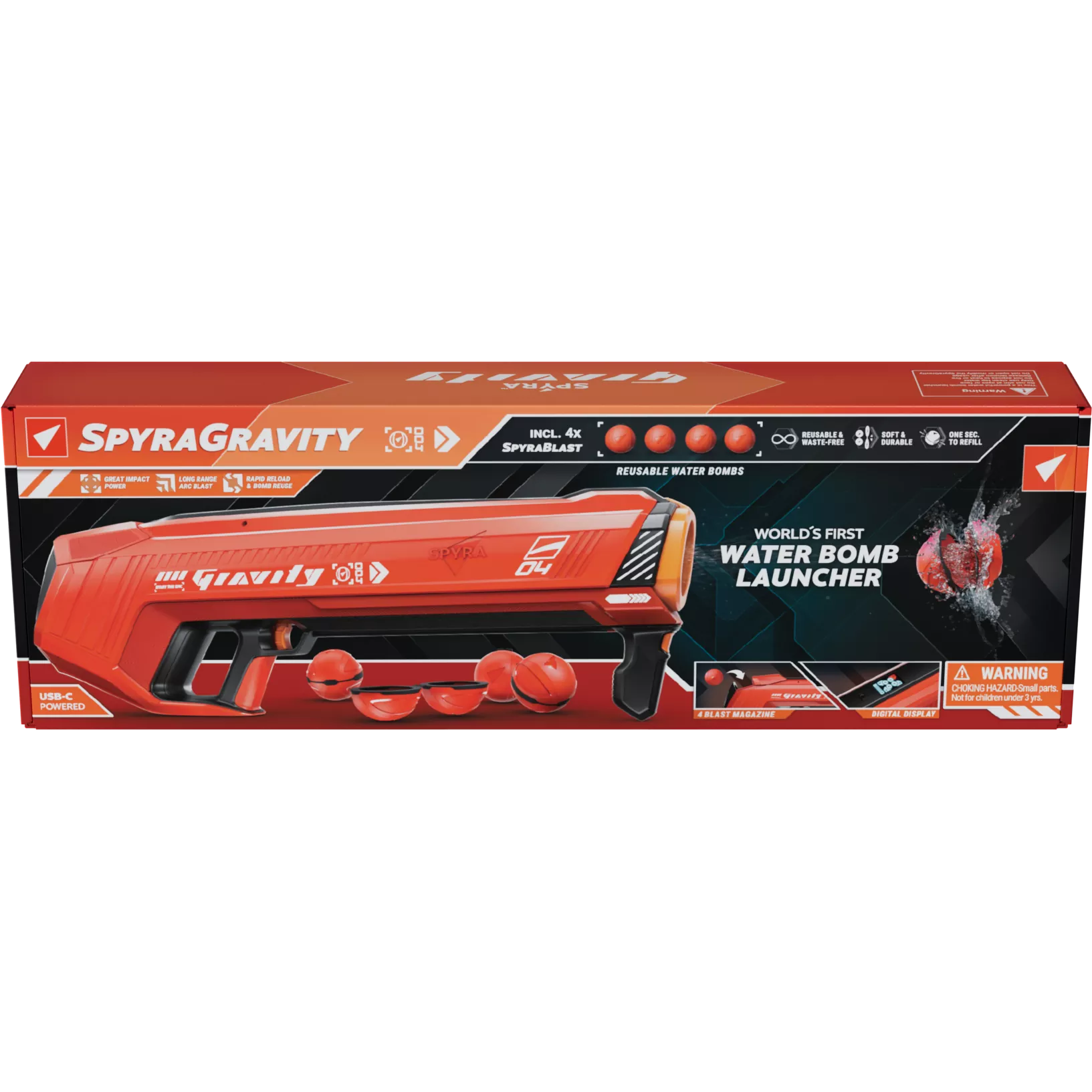 SpyraGravity Red Electronic Water Bomb Launcher Retail Box Front