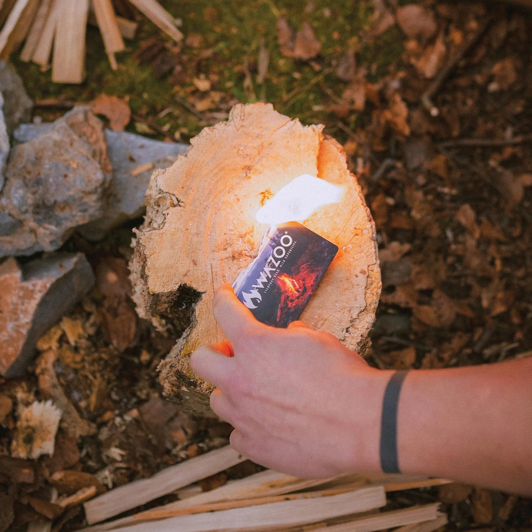 Wazoo FireCard | Ultra-Thin Waterproof Fire Starter for Survival