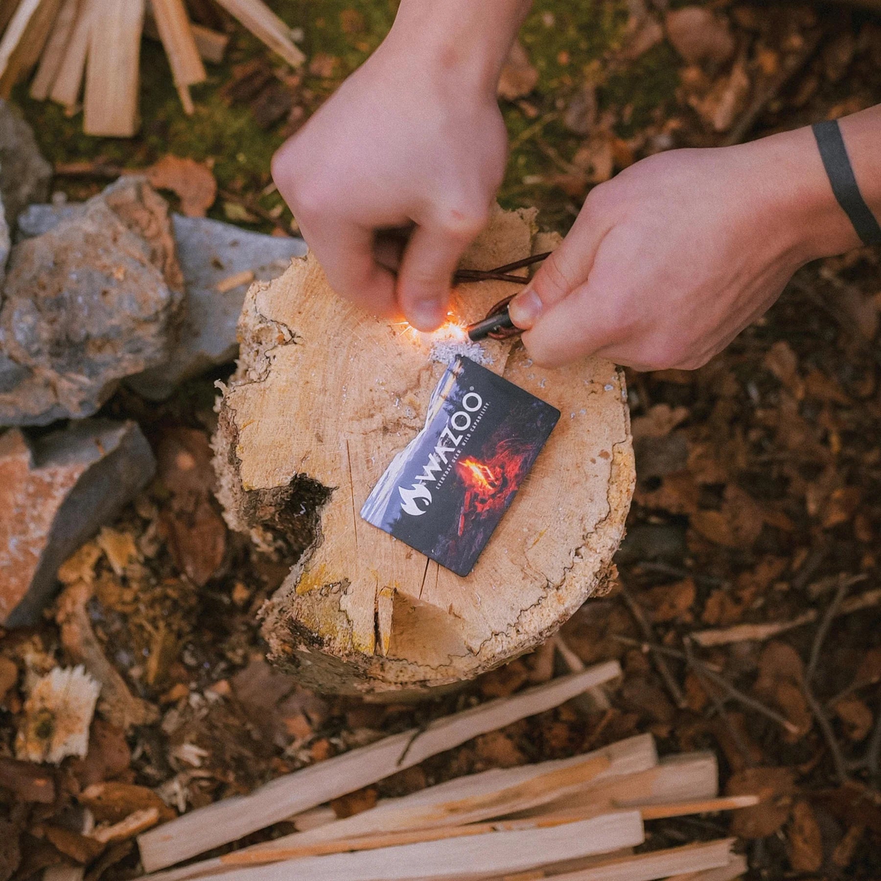 Wazoo FireCard | Ultra-Thin Waterproof Fire Starter for Survival