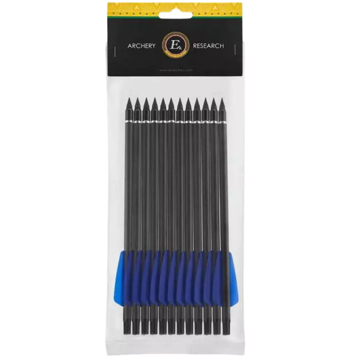 Nika 12-Pack 7.5" Carbon Crossbow Bolts – 2 Vanes – Fits Cobra System R9 RX – Black
