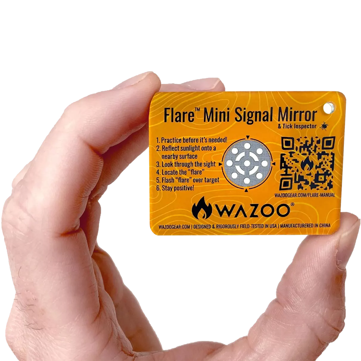 Wazoo Mini Signal Mirror | Compact Emergency Survival Mirror