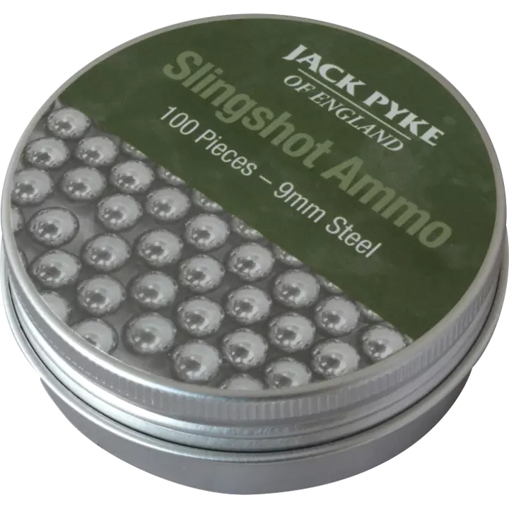 Jack Pyke Slingshot Ammo | 100 Pack / 9mm Steel Shot