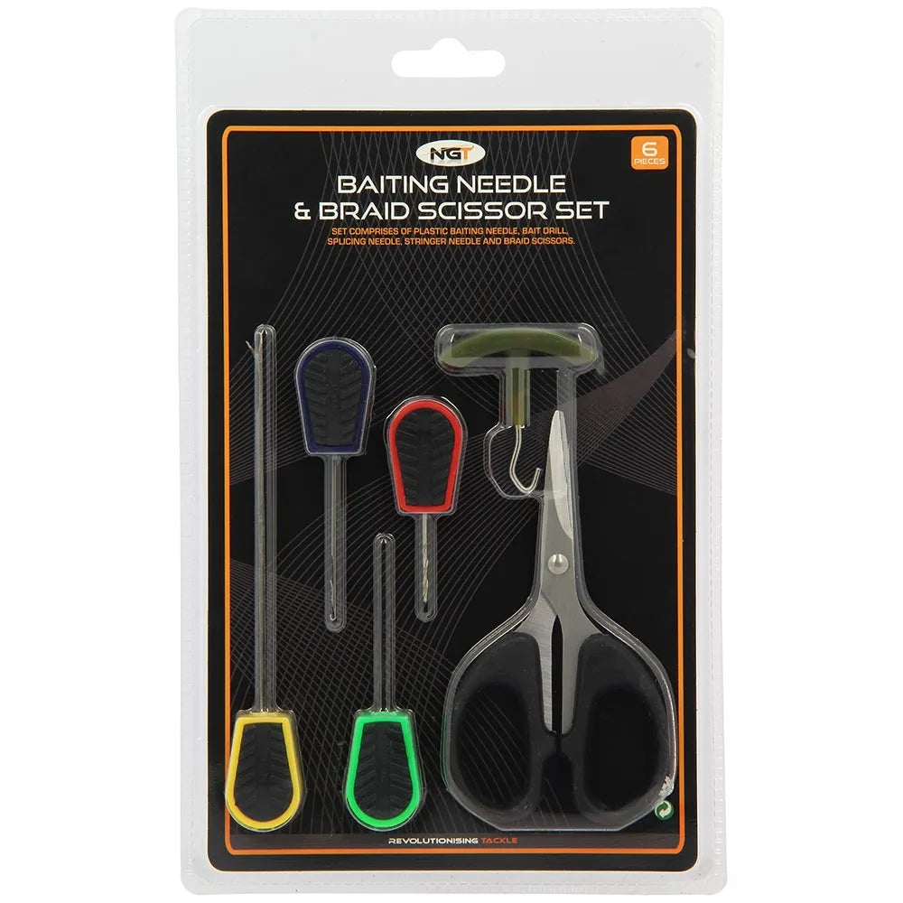 NGT Soft Grip Tool Set 6pc - Needles / Scissors / Knot Puller