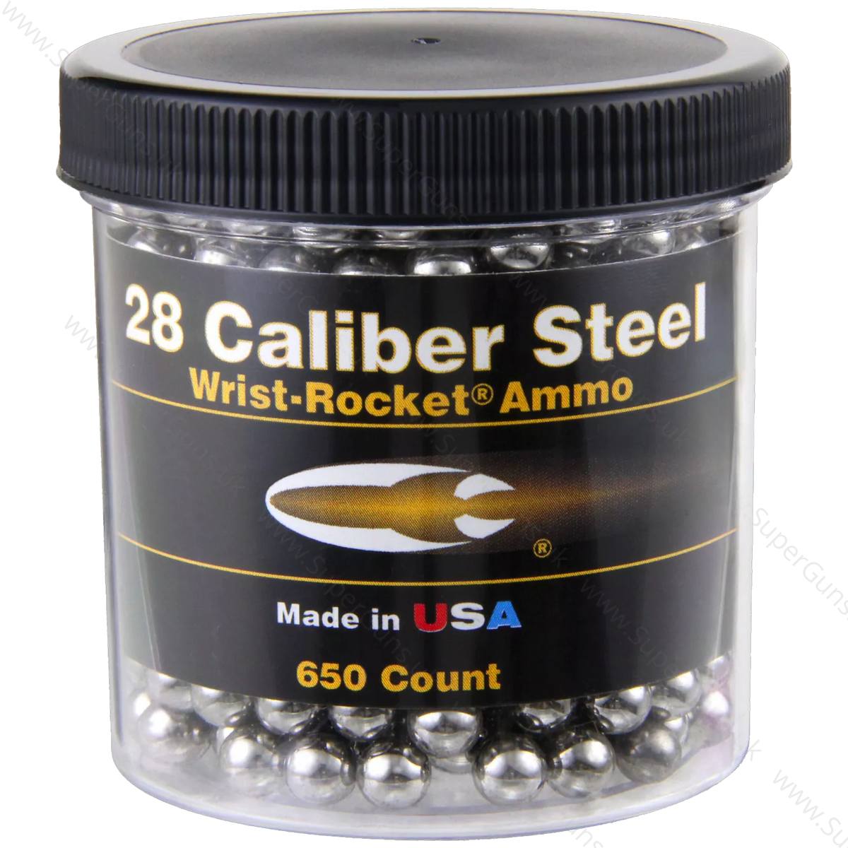 Saunders .28 cal steel Wrist-Rocket slingshot ammo tub - 650 count