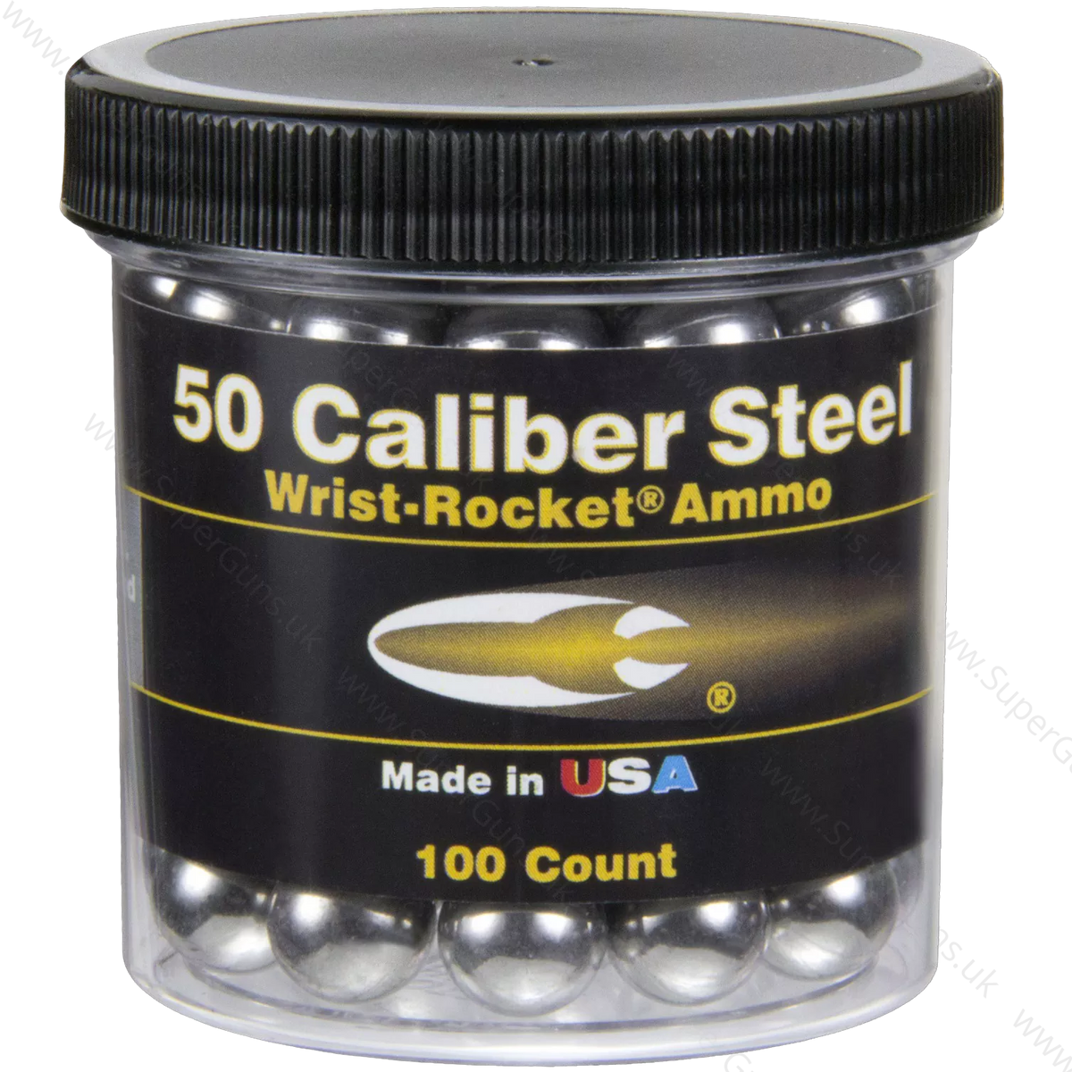 Saunders .50 cal steel Wrist-Rocket slingshot ammo tub - 100 count