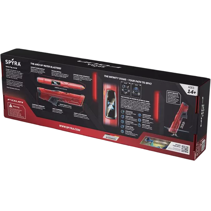 SpyraFour Red Water Gun Retail Box Rear