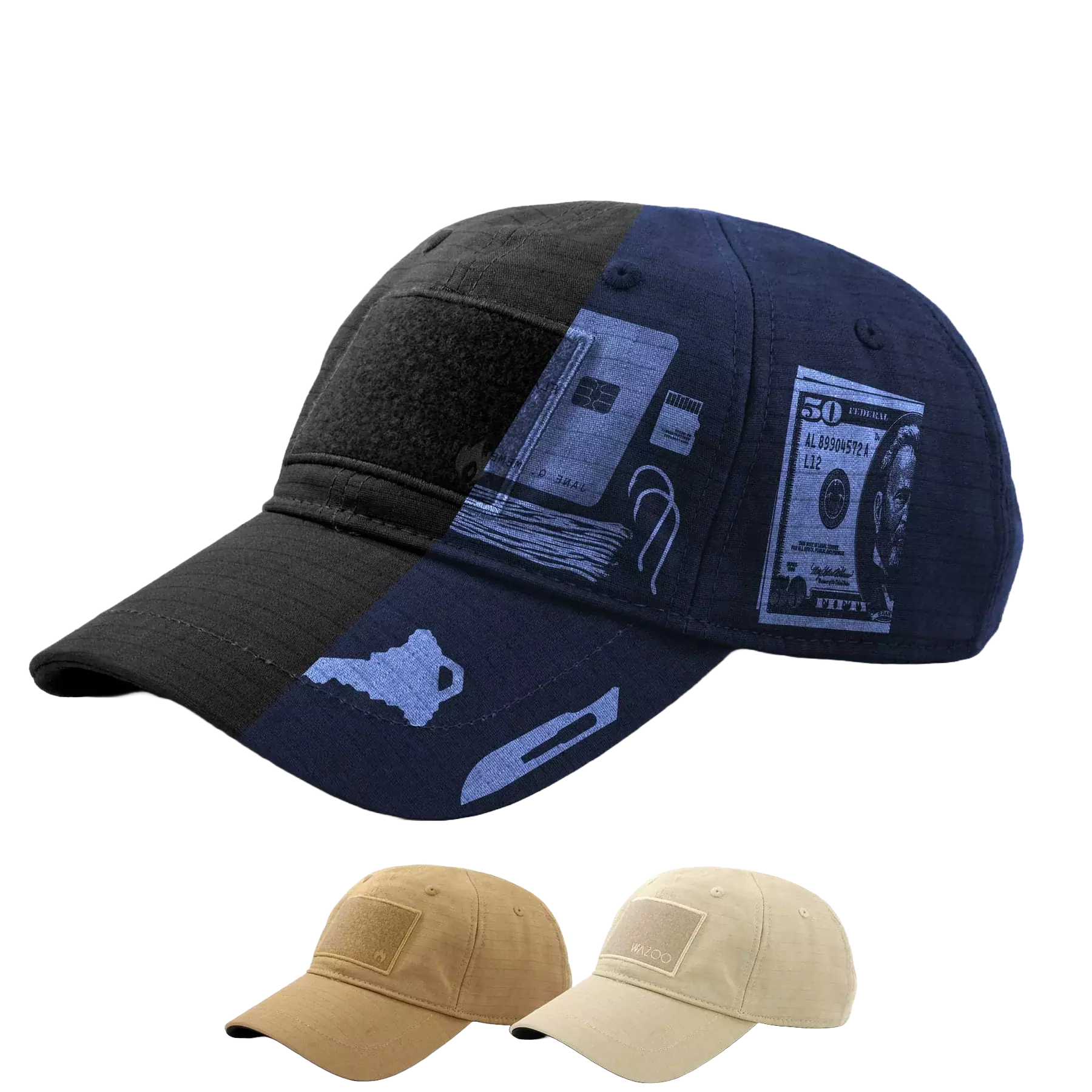 Wazoo Cache Patch Cap | Tactical Patch Hat with Hidden Pockets