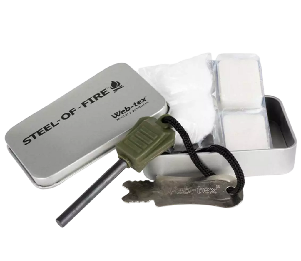 Web-Tex Steel-of-Fire Starter Kit | Survival Fire-Starting Kit in Tin