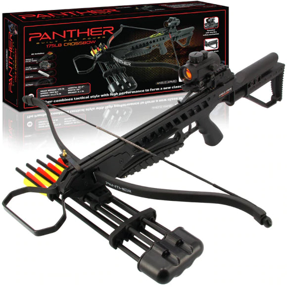 Anglo Arms Panther 175lb recurve crossbow in black with retail box
