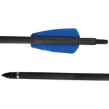 EK Archery 7.5" RX Adder carbon crossbow bolt tip and blue vane close-up